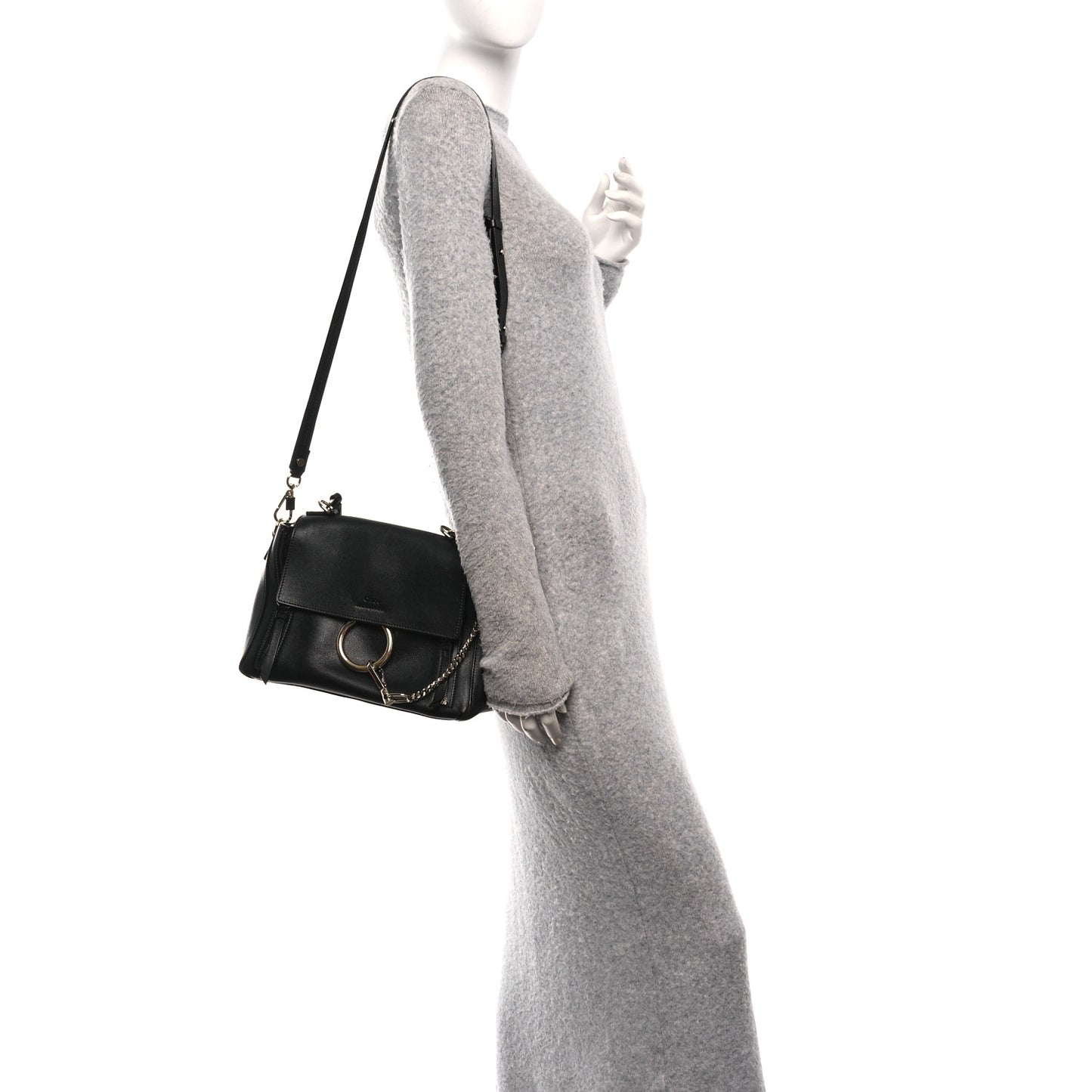 Calfskin Small Faye Day Shoulder Bag Black