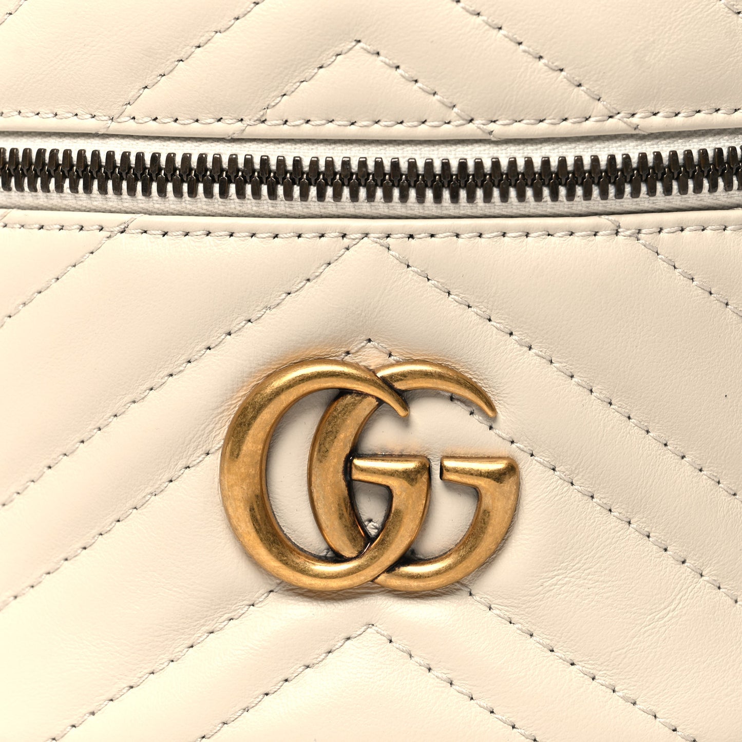 Calfskin Matelasse Mini GG Marmont Round Backpack White