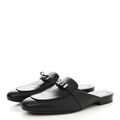 Hermes Goatskin Oz Mules 38.5 Black 3 of 7