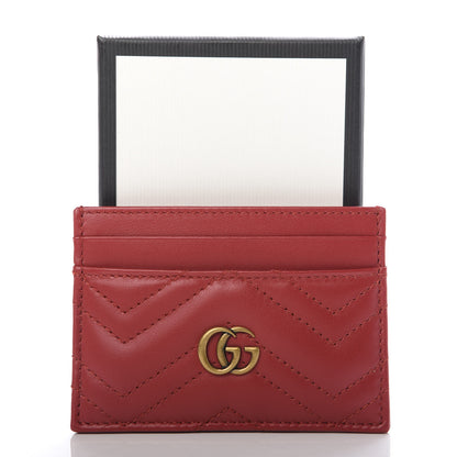 Gucci Calfskin Matelasse GG Marmont Card Holder Hibiscus Red 7 of 7