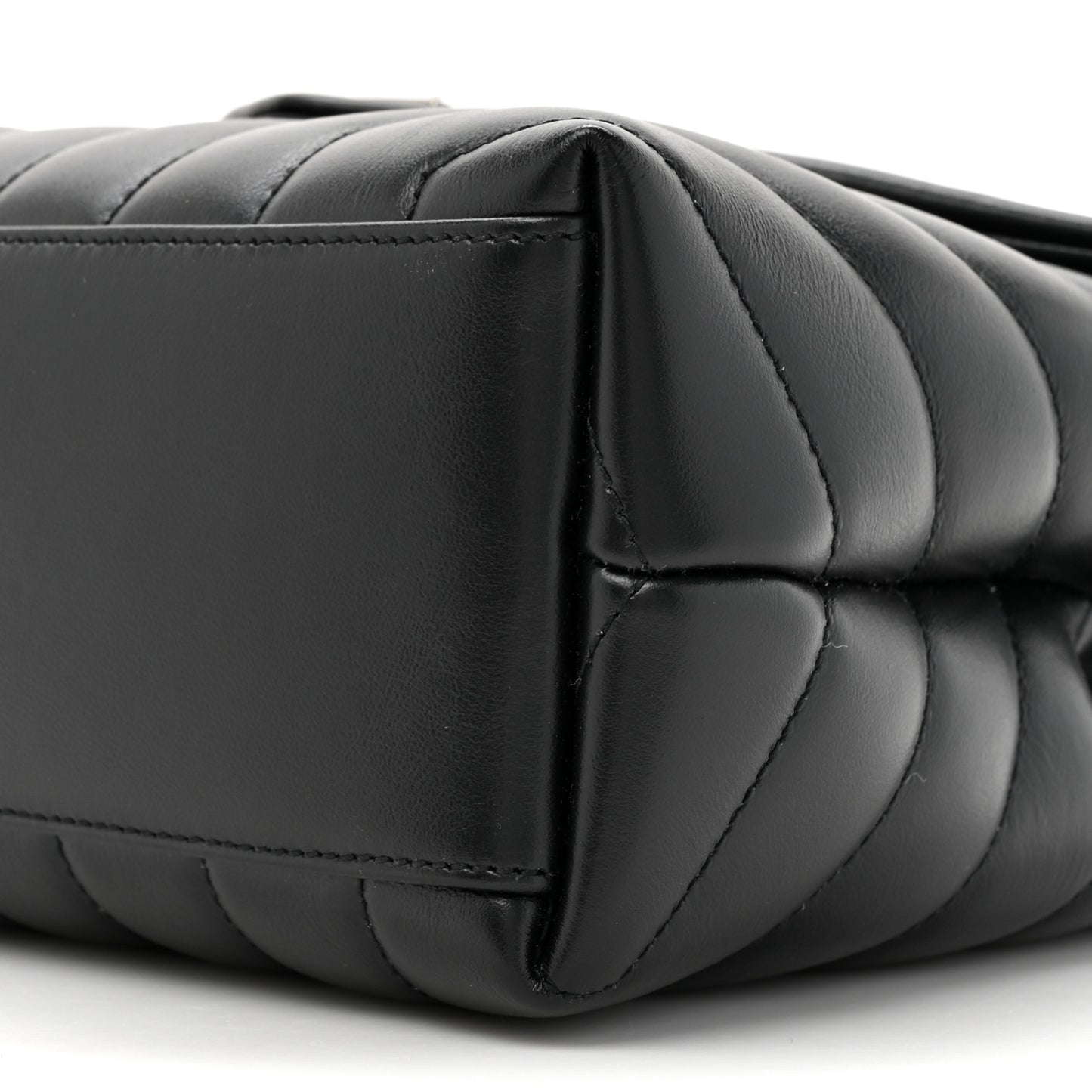 Calfskin Y Quilted Monogram Small Loulou Chain Satchel Black