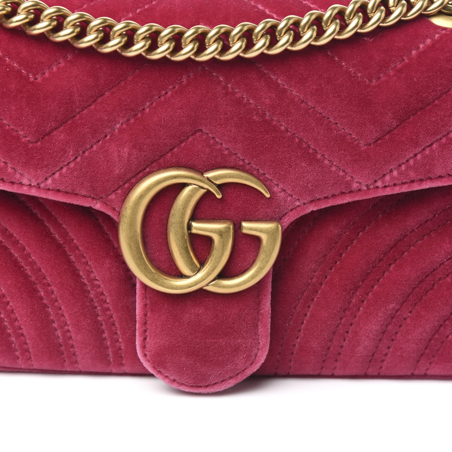 Gucci Velvet Matelasse Small GG Marmont Shoulder Bag Light Raspberry Rose 10 of 10