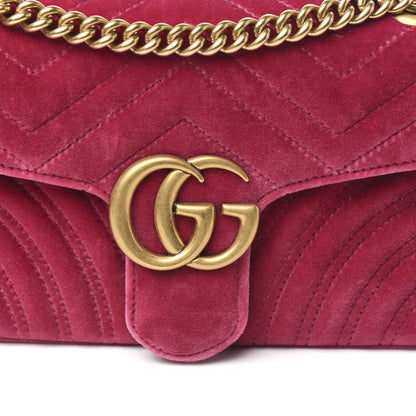 Gucci Velvet Matelasse Small GG Marmont Shoulder Bag Light Raspberry Rose 10 of 10