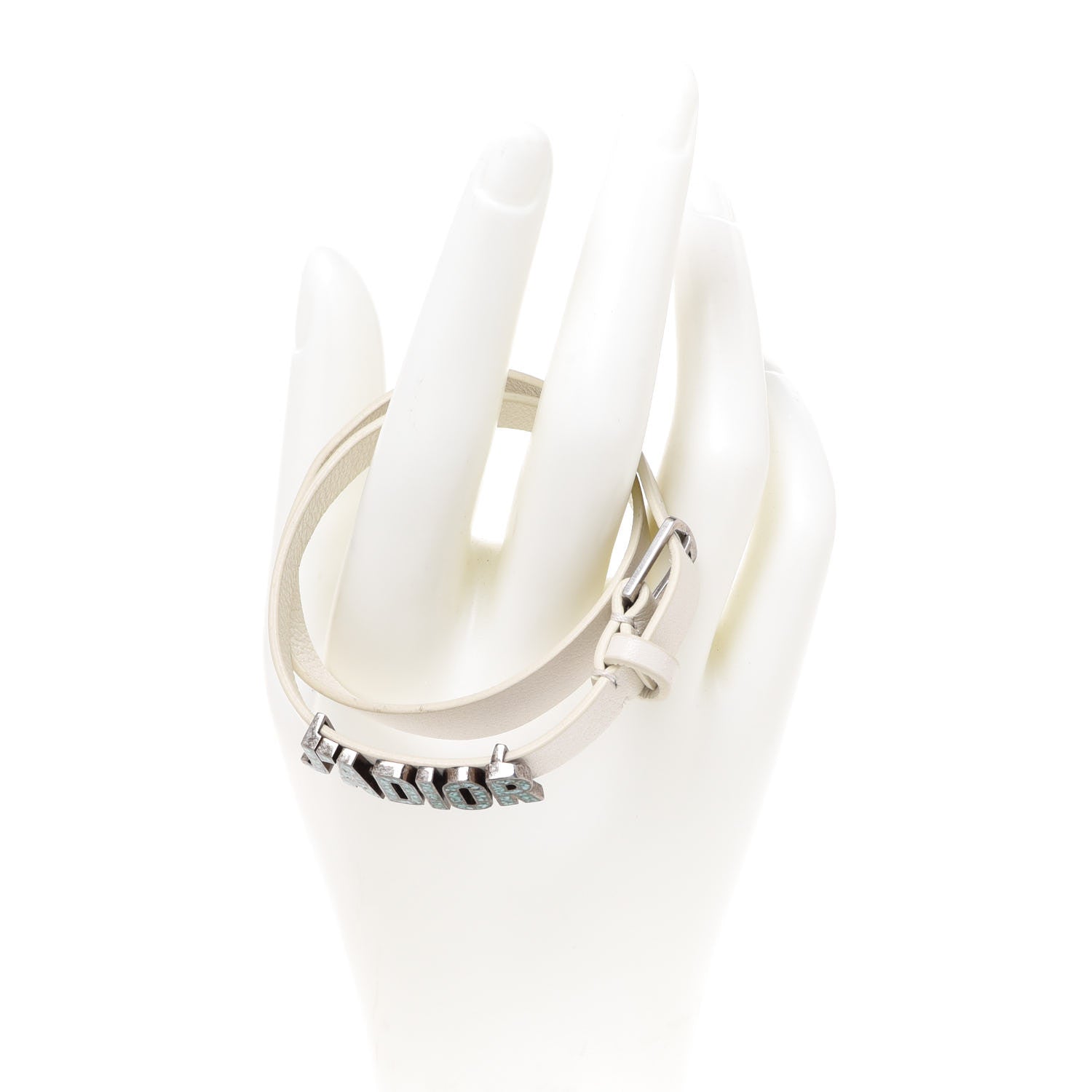 Christian Dior Calfskin J'adior Double Bracelet White Torquoise 2 of 5
