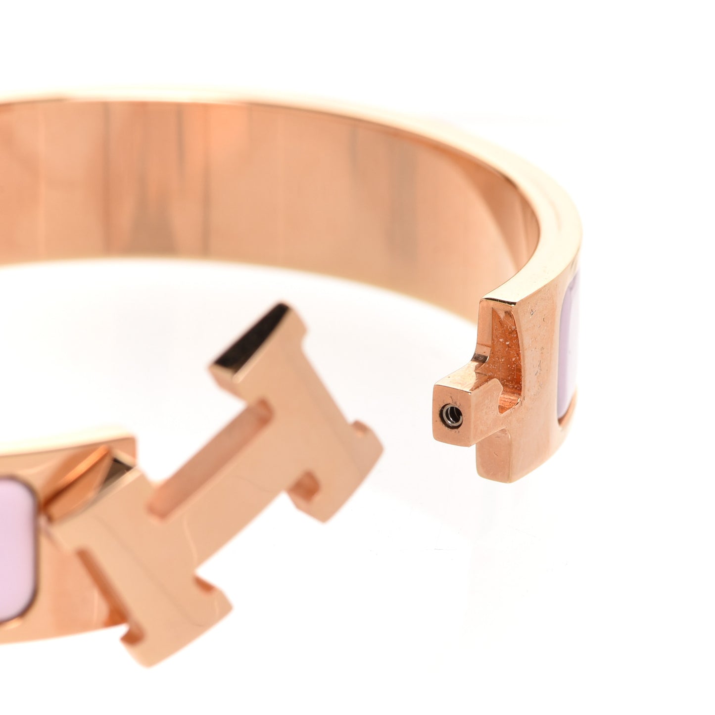 Enamel Narrow Clic Clac H Bracelet GM Rose Dragee