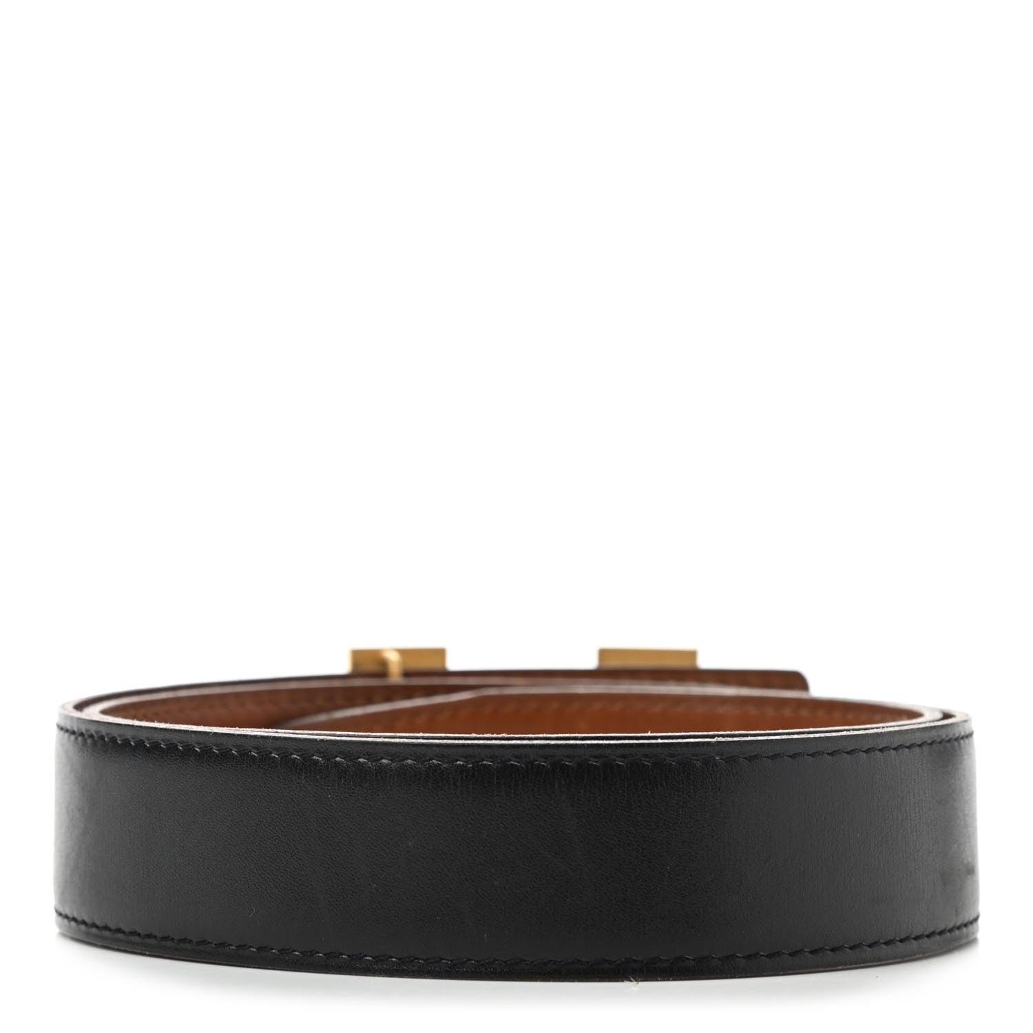 Hermes Box Chamonix 32mm H Belt 75 Black Gold 2 of 9