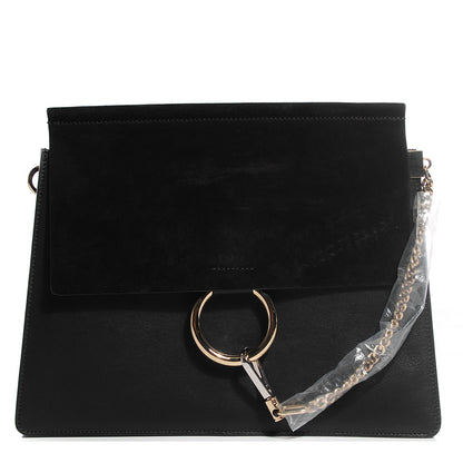 Chloe Suede Calfskin Medium Faye Shoulder Bag Black 1 of 8