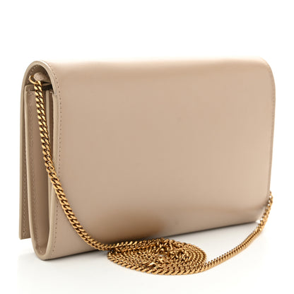 Saint Laurent Glossy Calfskin Monogram Chain Wallet Dark Beige 3 of 13