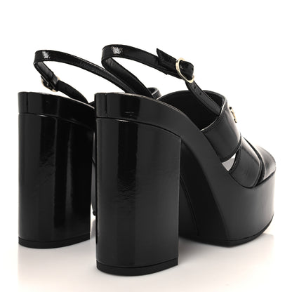 Chanel Crumpled Patent Lambskin Platform Sandals 36 Black 4 of 8