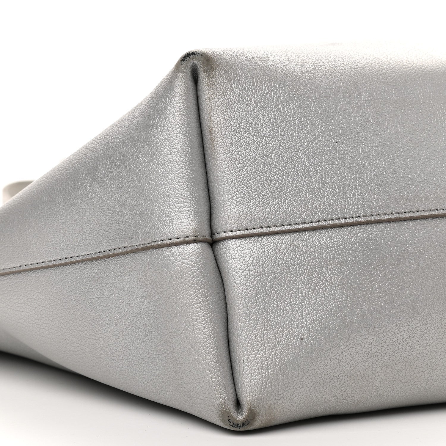 Saint Laurent Metallic Calfskin Large Shopping Tote Silver 9 of 21