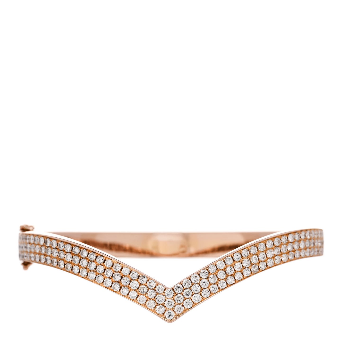 18K Rose Gold Diamond V Bangle Bracelet