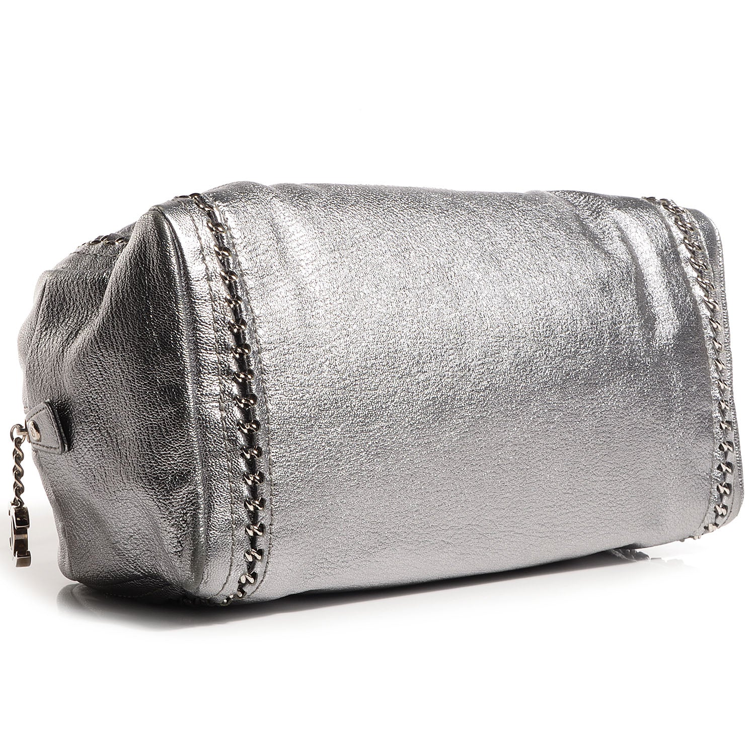 Chanel Goatskin Luxe Ligne Medium Bowler Tote Metallic Silver 4 of 6