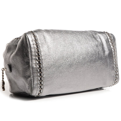 Chanel Goatskin Luxe Ligne Medium Bowler Tote Metallic Silver 4 of 6