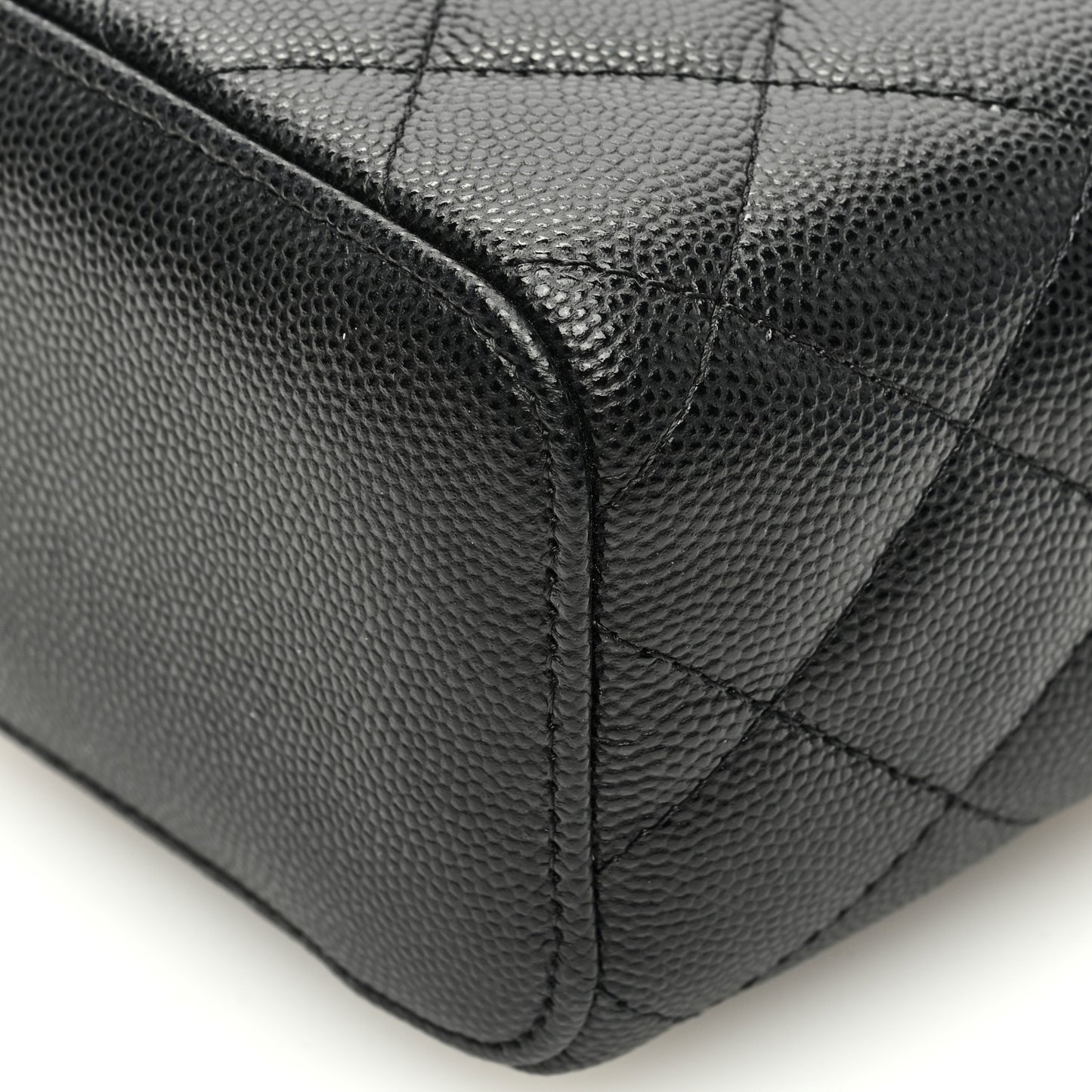 Caviar Quilted Mini Vanity Case With Chain Black