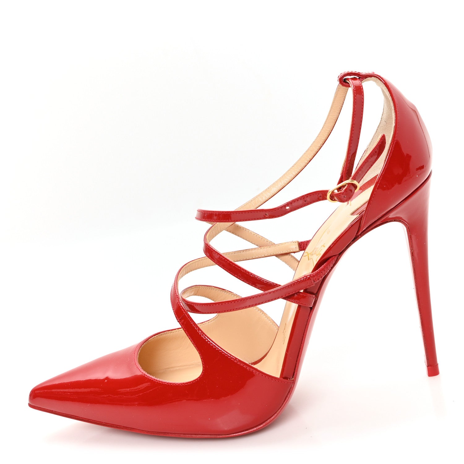 Christian Louboutin Patent Crossfliketa 100 Pumps 37.5 Flamenco 1 of 8