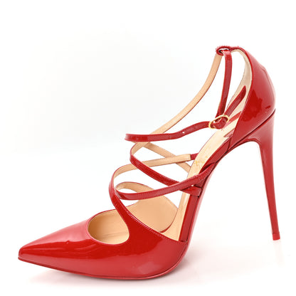 Christian Louboutin Patent Crossfliketa 100 Pumps 37.5 Flamenco 1 of 8