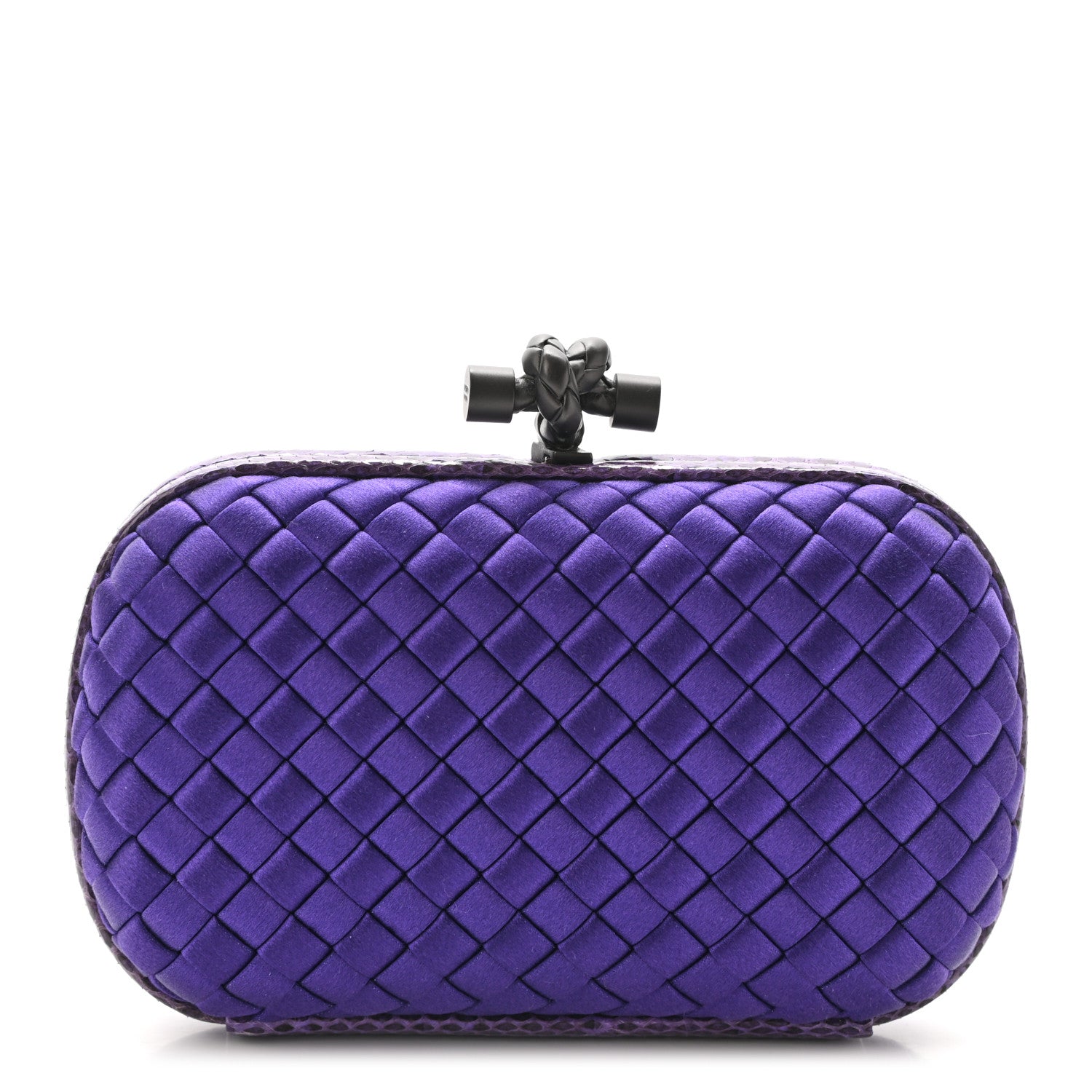 Bottega Veneta Satin Intreccio Impero Ayers Knot Clutch Purple 1 of 8
