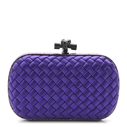 Bottega Veneta Satin Intreccio Impero Ayers Knot Clutch Purple 1 of 8