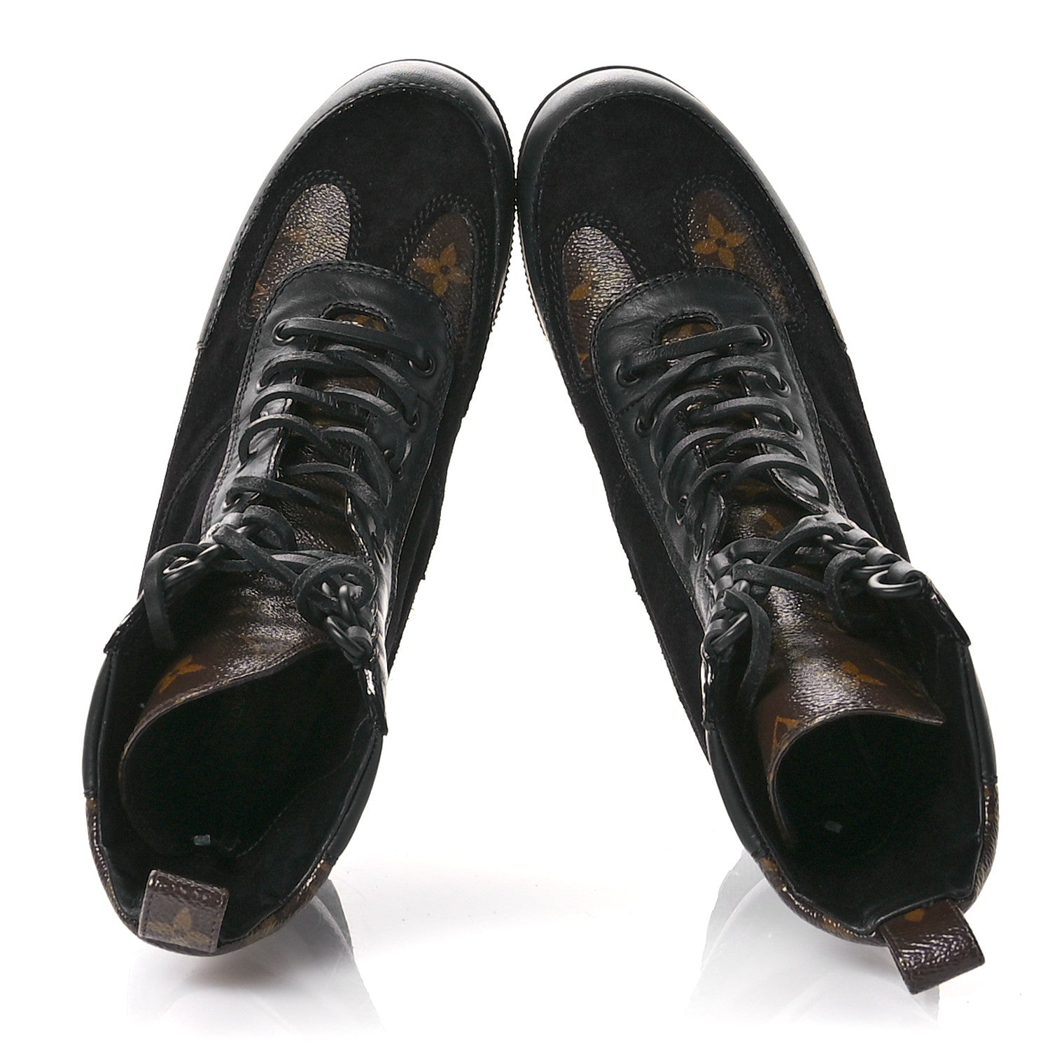 Louis Vuitton Suede Calfskin Monogram Laureate Platform Desert Boots 37 Black 2 of 11