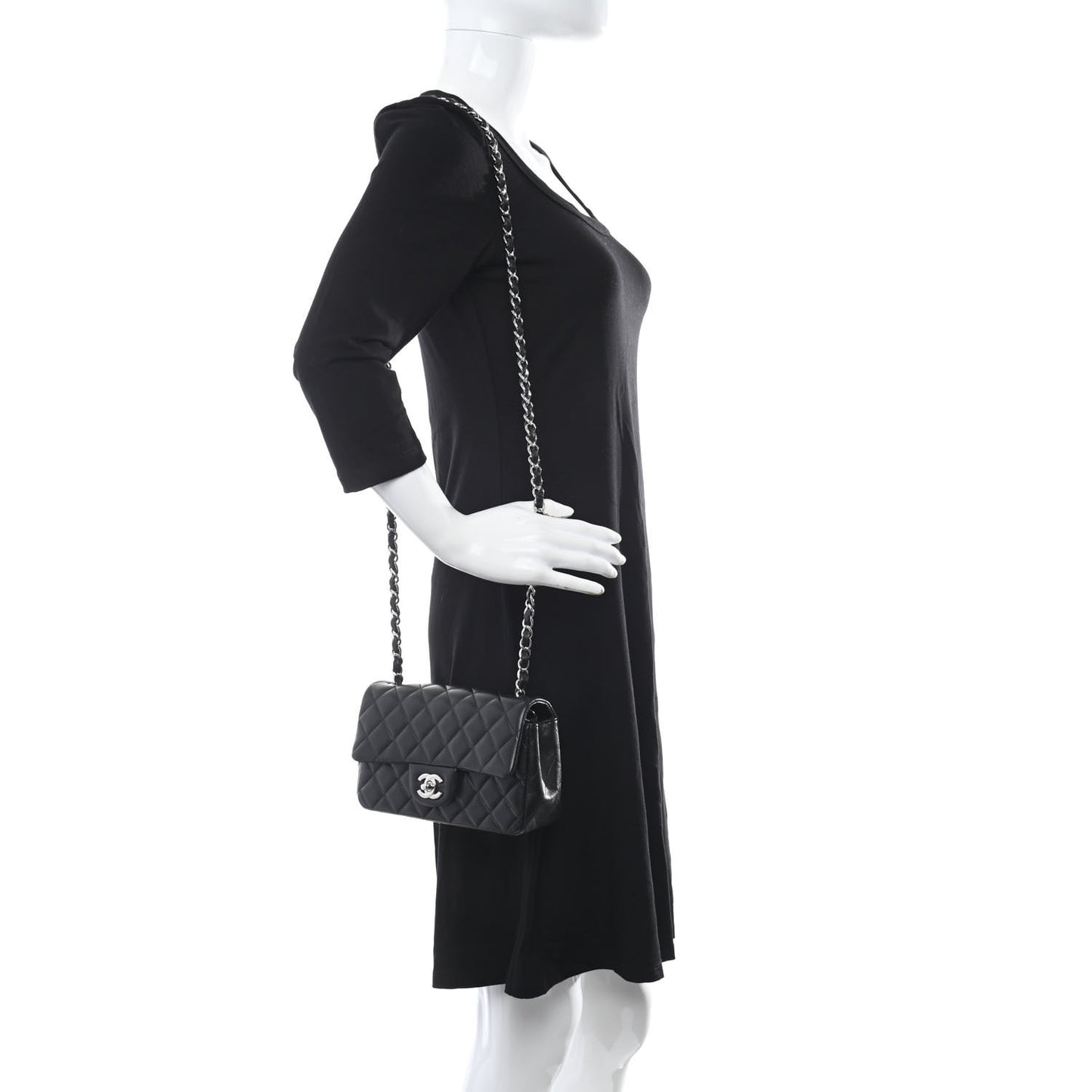 Lambskin Quilted Mini Rectangular Flap Black