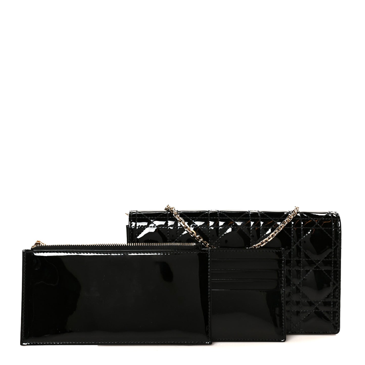 Patent Cannage Lady Dior Convertible Clutch Black