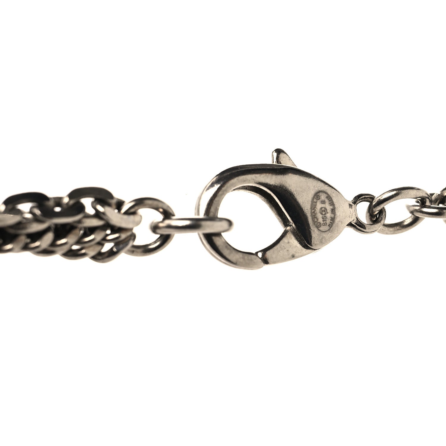Chanel Baguette Crystal CC Shield Multi Strand Long Chain Necklace Silver 4 of 4