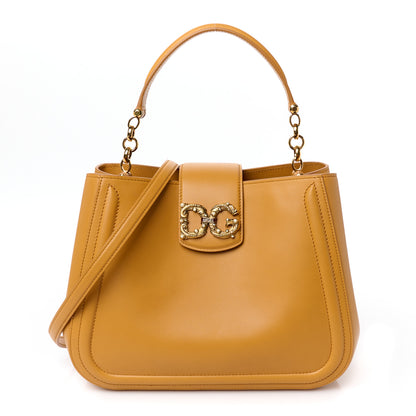 Dolce & Gabbana Smooth Calfskin Small DG Amore Satchel Bag Camel 1 of 9