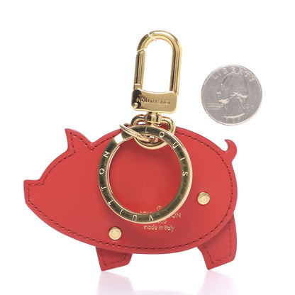 Louis Vuitton Calfskin Monogram Pig Bag Charm Key Holder Rouge 2 of 4