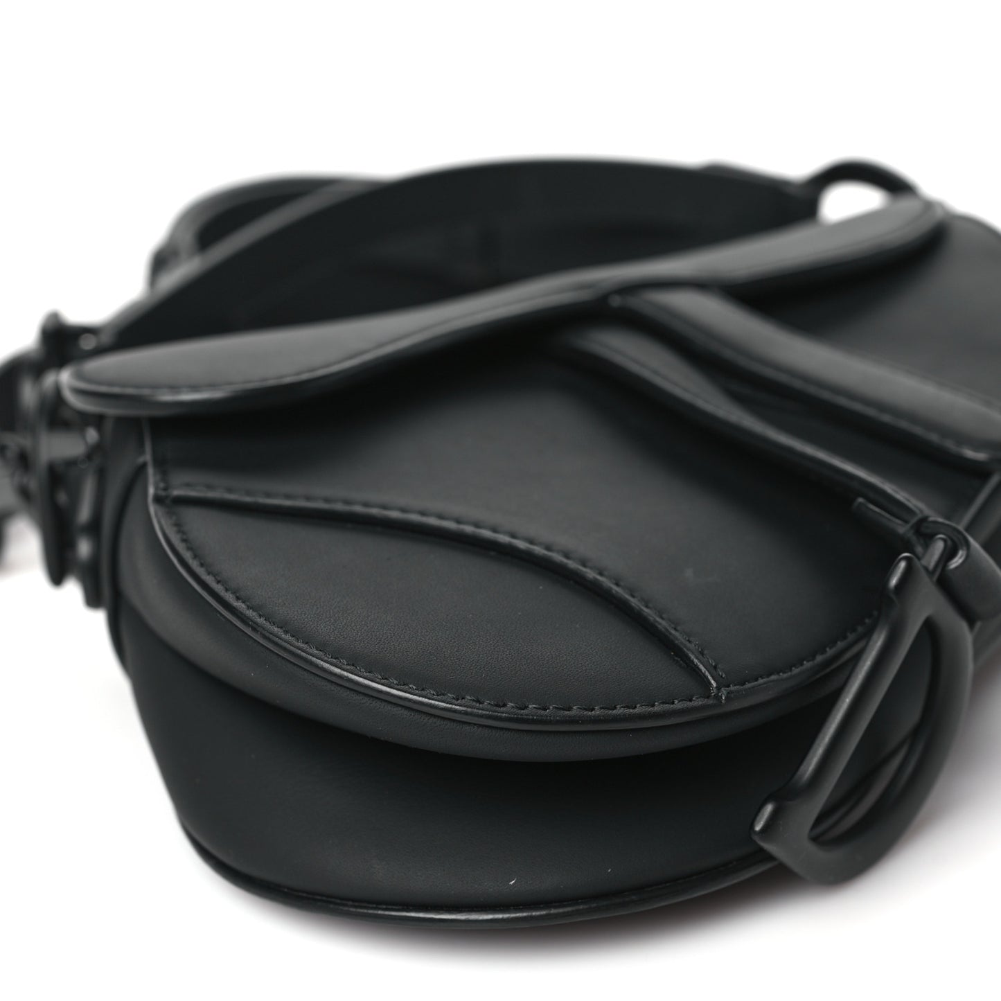Ultra Matte Calfskin Mini Saddle Bag With Strap Black