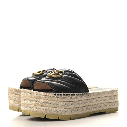 Gucci Nappa Matelasse GG Marmont Platform Espadrille Slide Sandals 36 Black 4 of 9