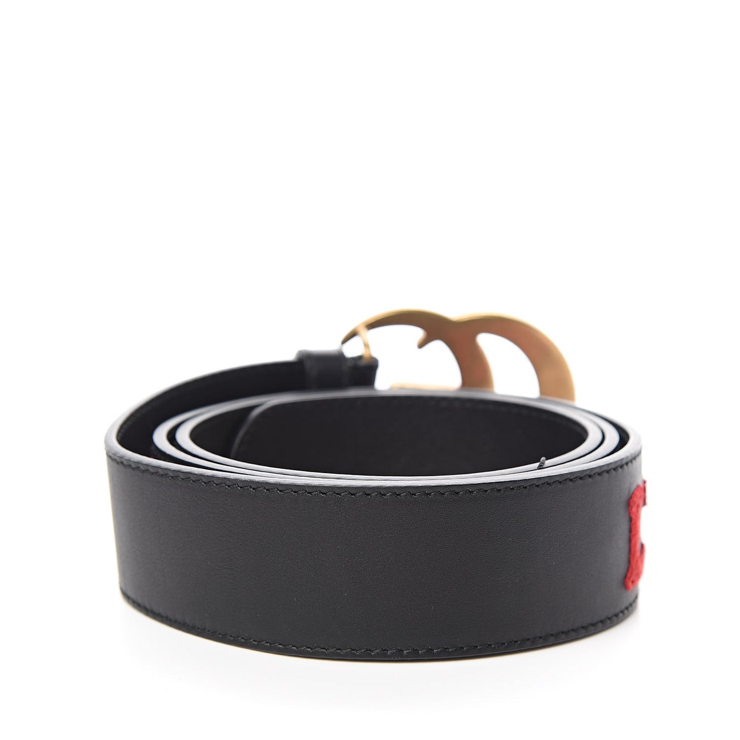 Calfskin L'Aveugle Par Amour Embroidered Double G 40mm Belt 100 40 Black Red