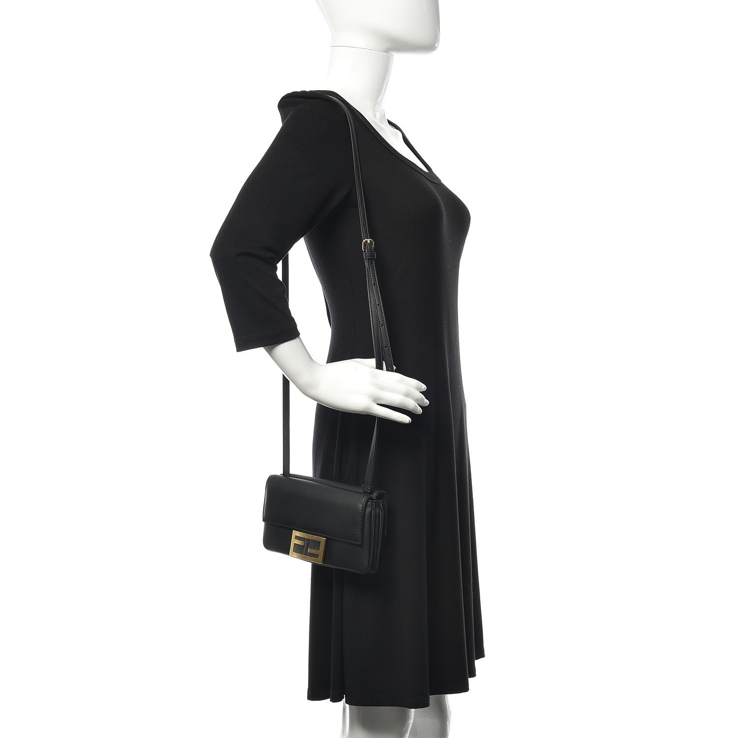 Fendi Vitello Grace Matte Duo Baguette Black 2 of 11