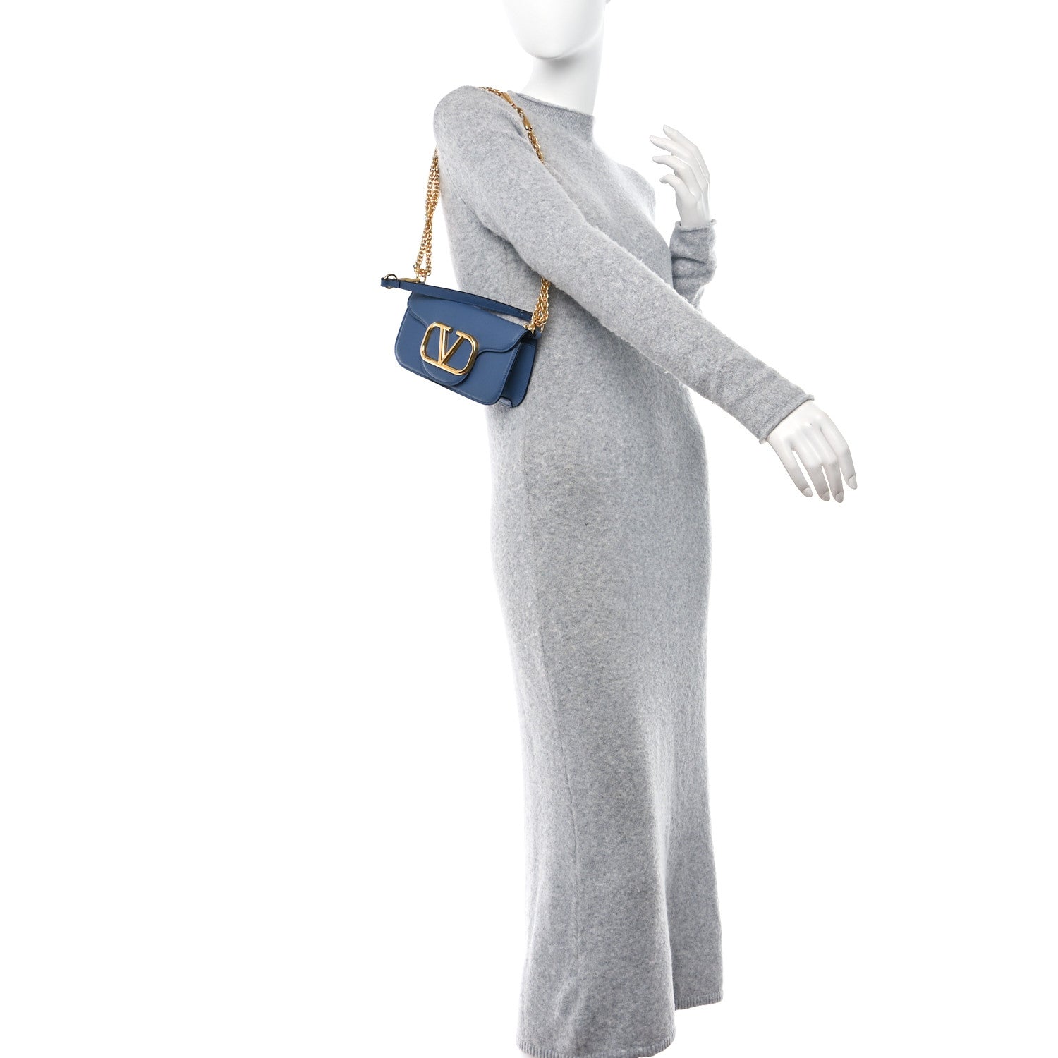 Valentino Garavani Calfskin Vlogo Small Loco Shoulder Bag Blue 2 of 9