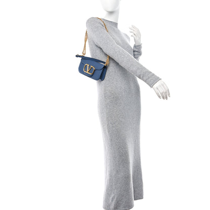 Valentino Garavani Calfskin Vlogo Small Loco Shoulder Bag Blue 2 of 9