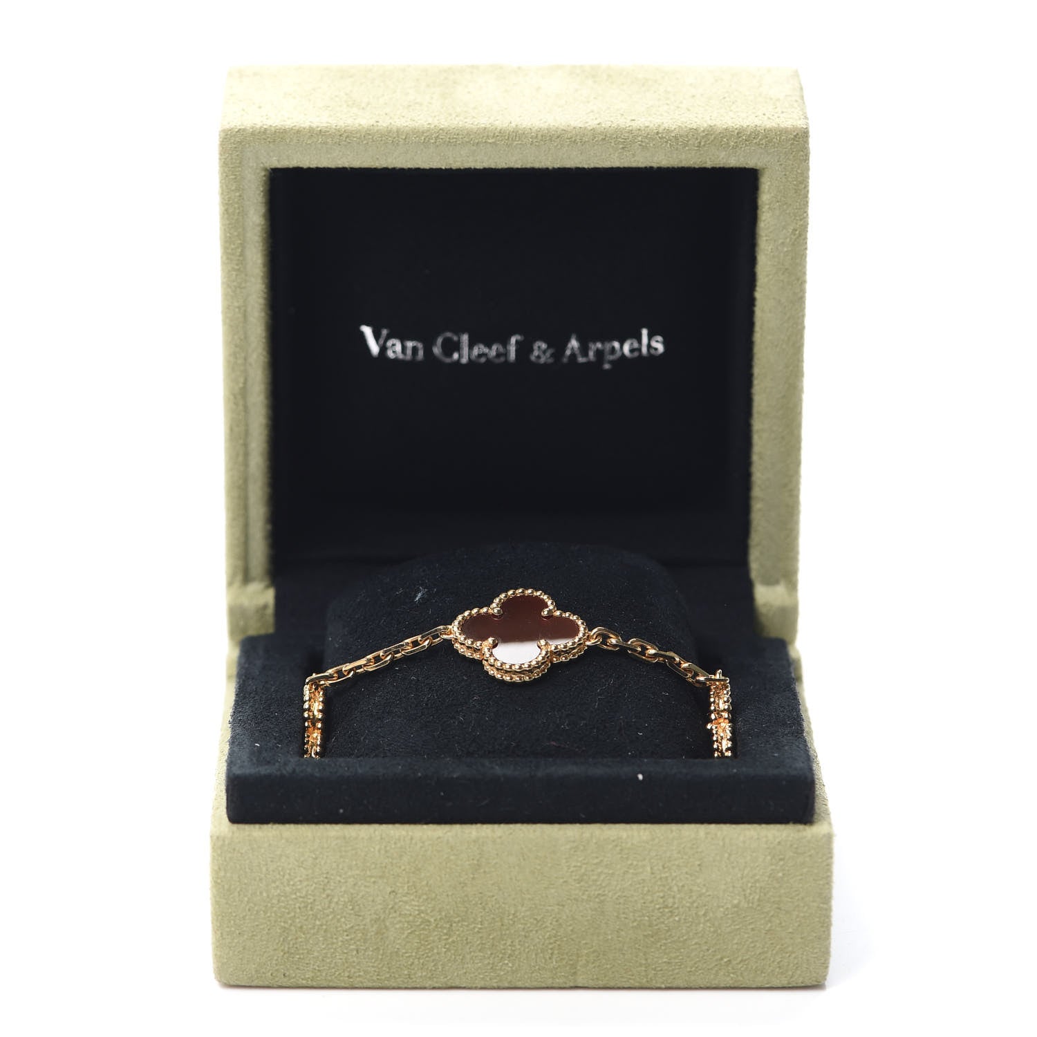 Van Cleef & Arpels 18K Yellow Gold Carnelian 5 Motifs Vintage Alhambra Bracelet 5 of 5