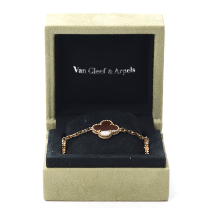 Van Cleef & Arpels 18K Yellow Gold Carnelian 5 Motifs Vintage Alhambra Bracelet 5 of 5