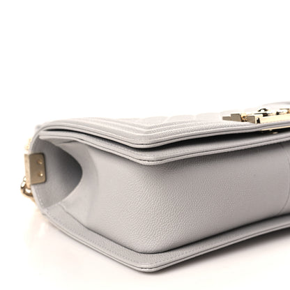 Chanel Caviar Quilted Medium Boy Flap Light Grey 8 of 10