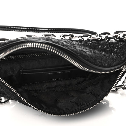 Alexander Wang Patent Tweed Chain Embellished Attica Belt Bag Black 5 of 9