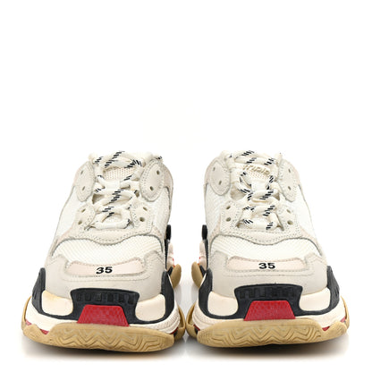 Balenciaga Fabric Mesh Womens Triple S Sneakers 35 Grey Red White 3 of 9