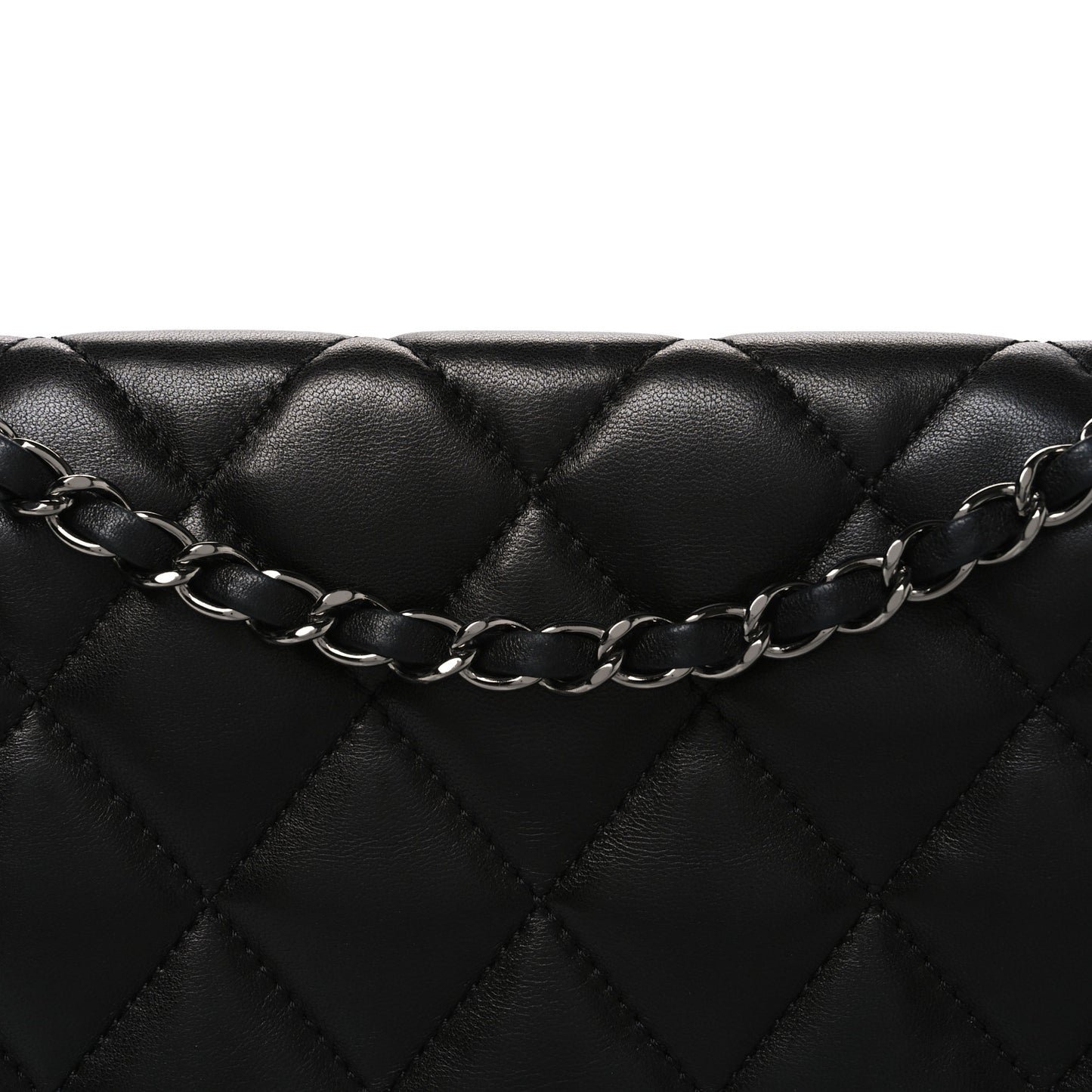 Lambskin Quilted Jumbo 3 Flap Black