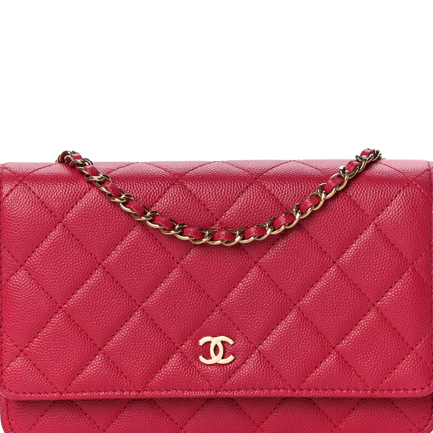Chanel Caviar Quilted Wallet On Chain WOC Dark Pink 9 of 12