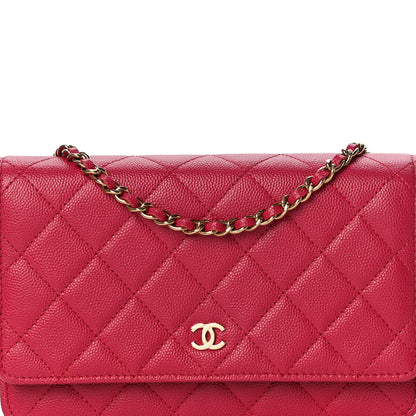 Chanel Caviar Quilted Wallet On Chain WOC Dark Pink 9 of 12