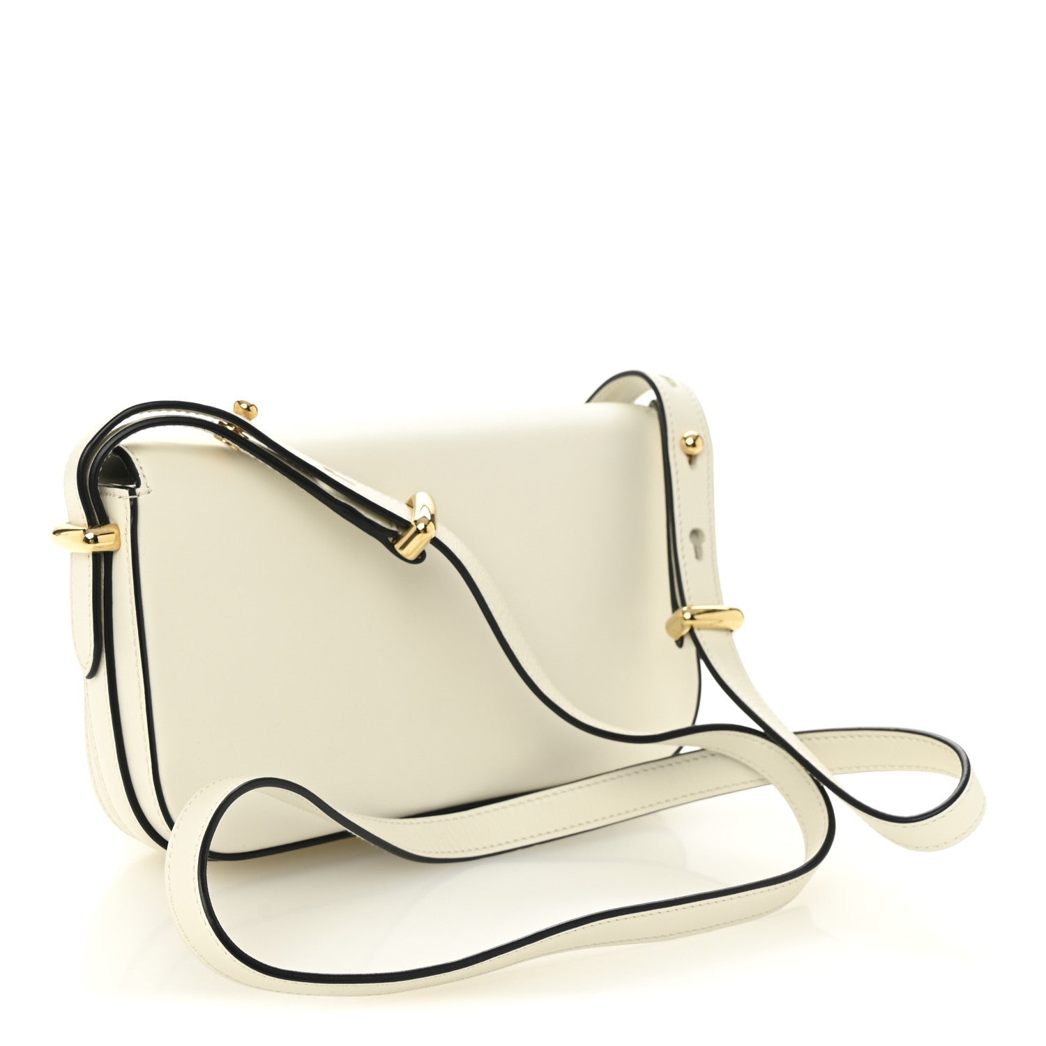 Prada Soft Calfskin Metal Triangle Logo Flap Shoulder Bag White