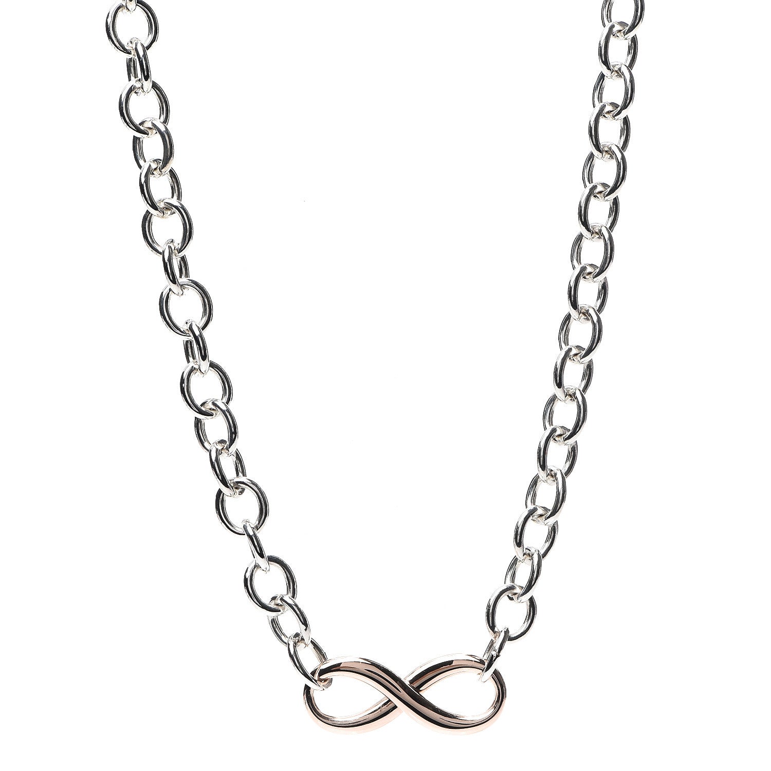 Tiffany Sterling Silver Rubedo Infinity Link Necklace 1 of 5