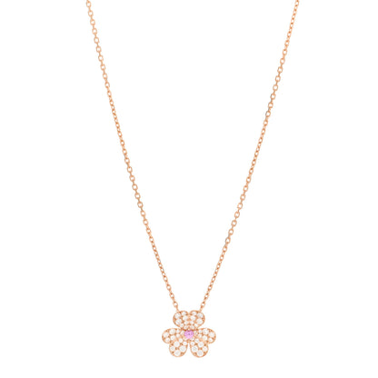 Van Cleef & Arpels 18K Rose Gold Diamond Pink Sapphire Small Frivole Pendant Necklace 1 of 5