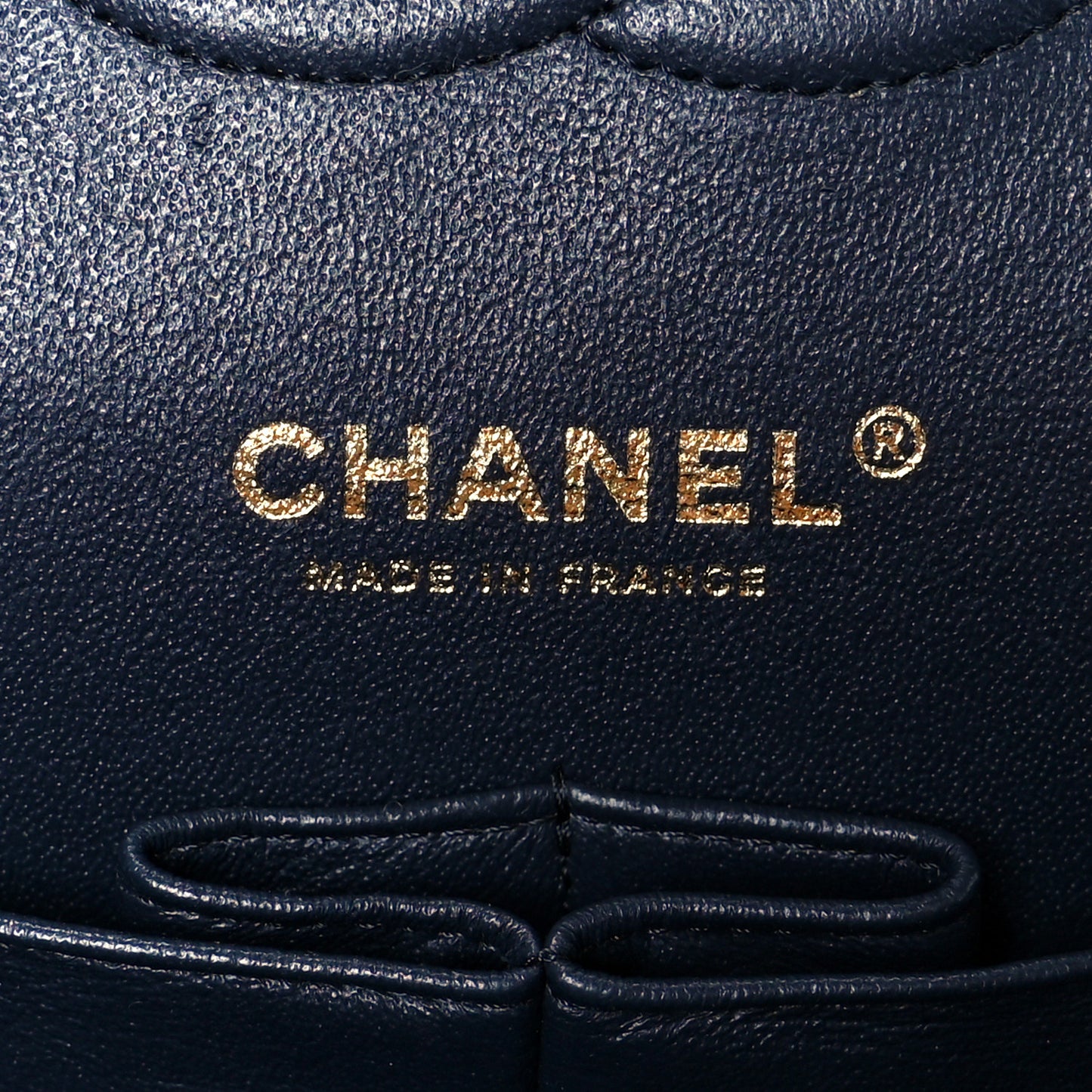 Caviar Quilted Medium Double Flap Navy