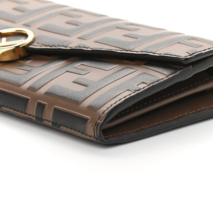 Fendi Vitello Soft F is Fendi Bi-Color FF 1974 Embossed Continental Envelope Wallet On Chain Maya Black 9 of 9
