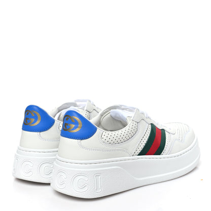 Gucci Calfskin Web Perforated Womens Platform 55mm Sneakers 41 White Bright Splash 5 of 10