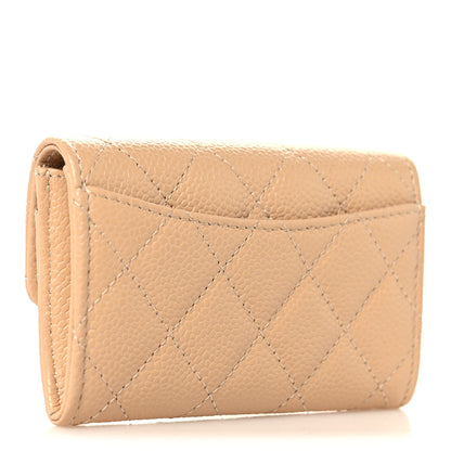 Chanel Caviar Quilted Flap Card Holder Wallet Beige 3 of 9