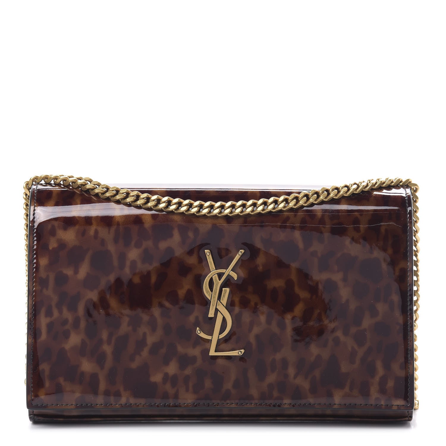 Saint Laurent Patent Monogram Chain Wallet Tortoiseshell 1 of 11